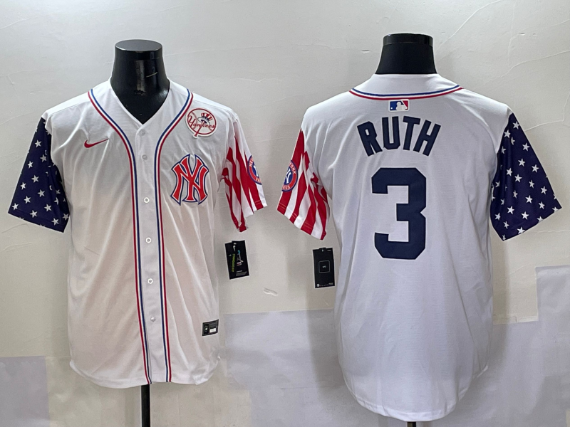 Men 2025  MLB New York Yankees #3 Ruth white jersey style 22->new york yankees->MLB Jersey